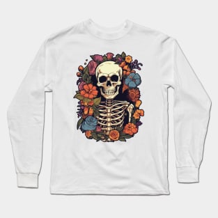 Skeleton and Flowers | Bones and Botany Long Sleeve T-Shirt